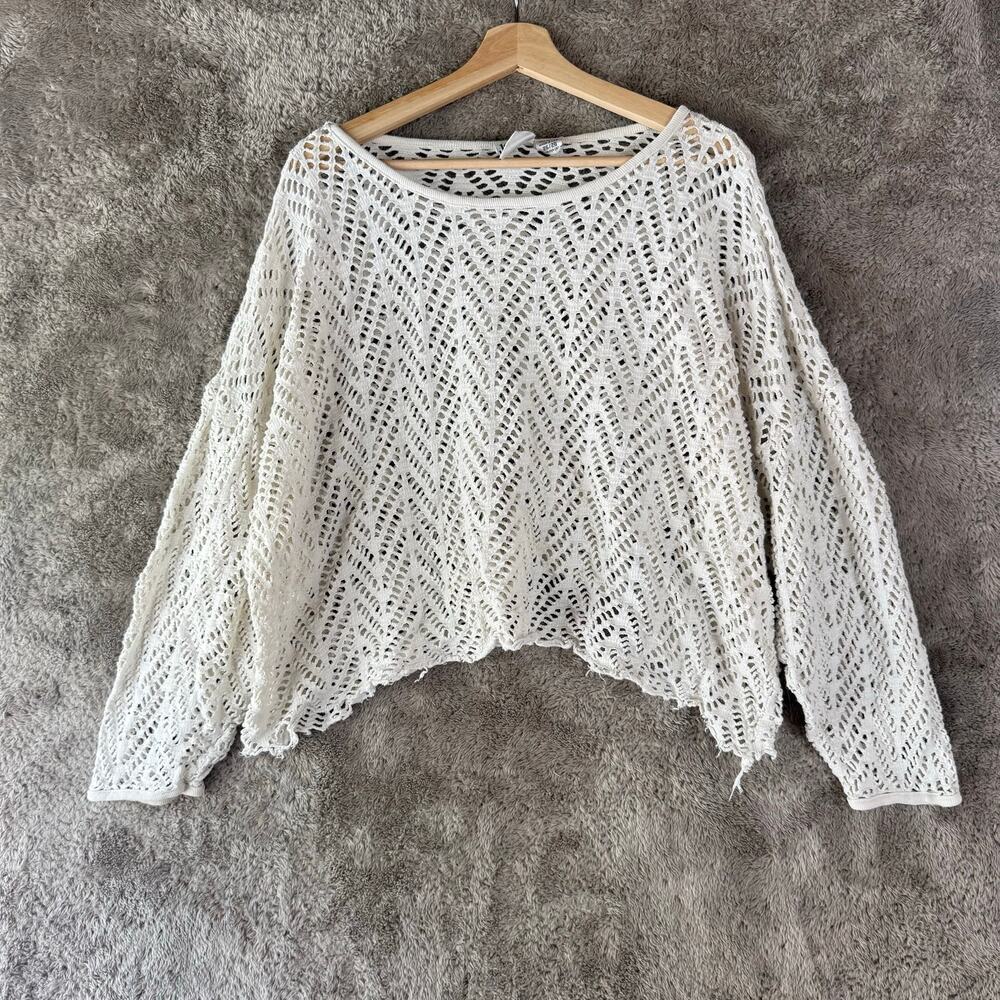 Vintage 90s Jacque & KoKo Boho Open Crochet Knit Top Sweater Oversized 26 28